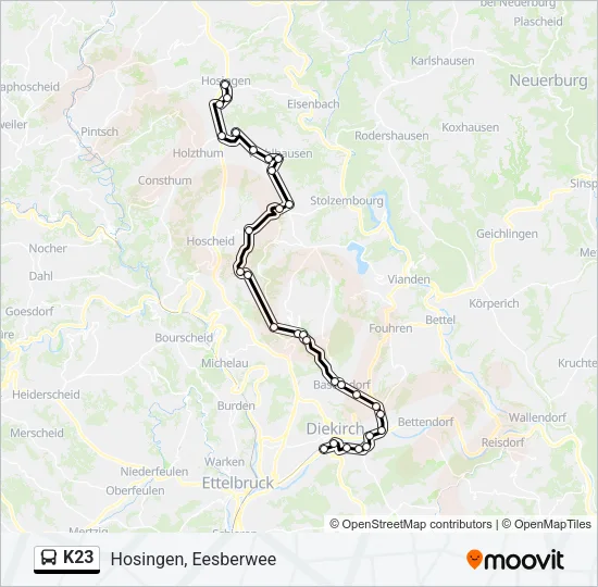 K23 Bus Line Map