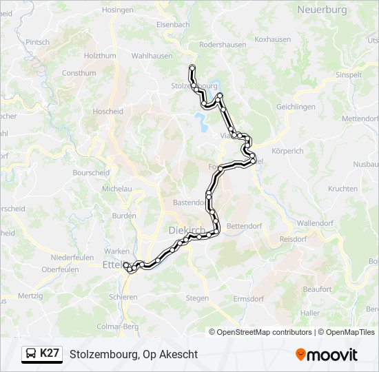 K27 bus Line Map