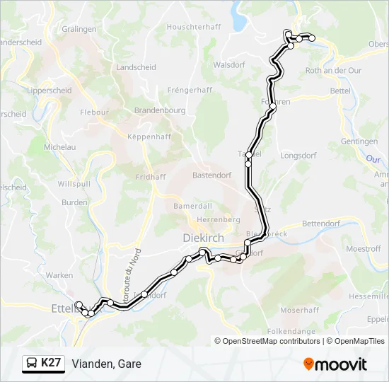 K27 Bus Line Map