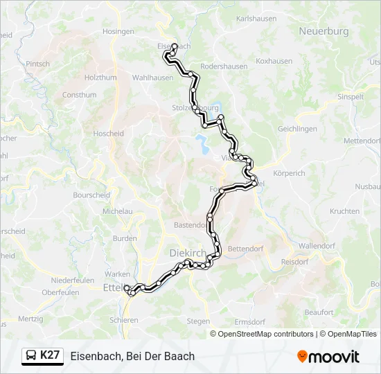 K27 Bus Line Map