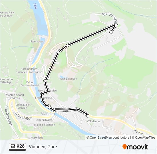Plan de la ligne K28 de bus