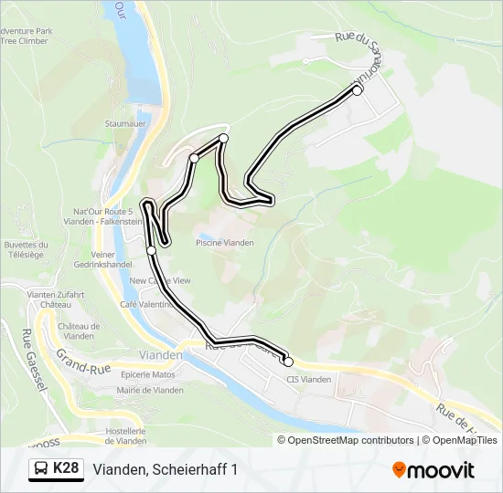 Plan de la ligne K28 de bus