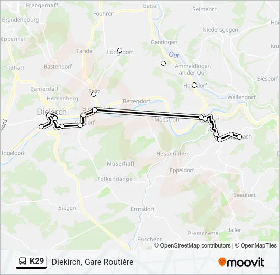 K29 Bus Line Map