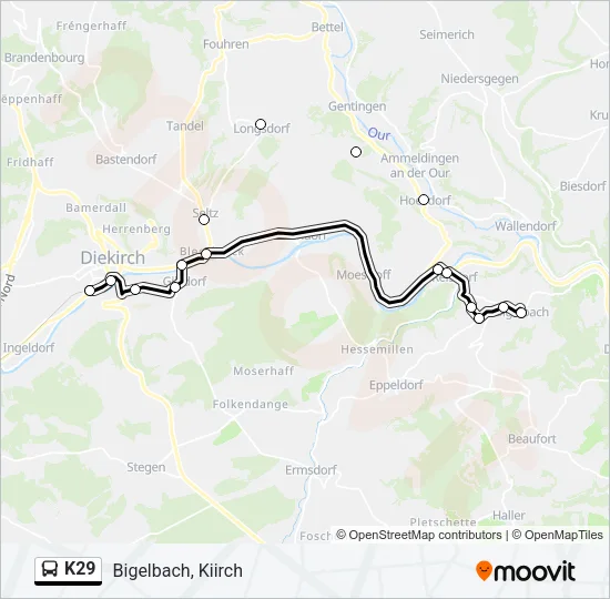 K29 Bus Line Map