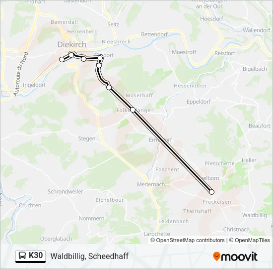 K30 Bus Line Map