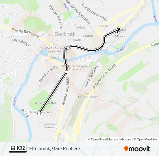 K32 Bus Line Map