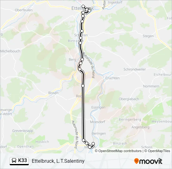 K33 Bus Line Map
