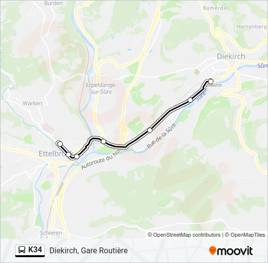 K34 Bus Line Map