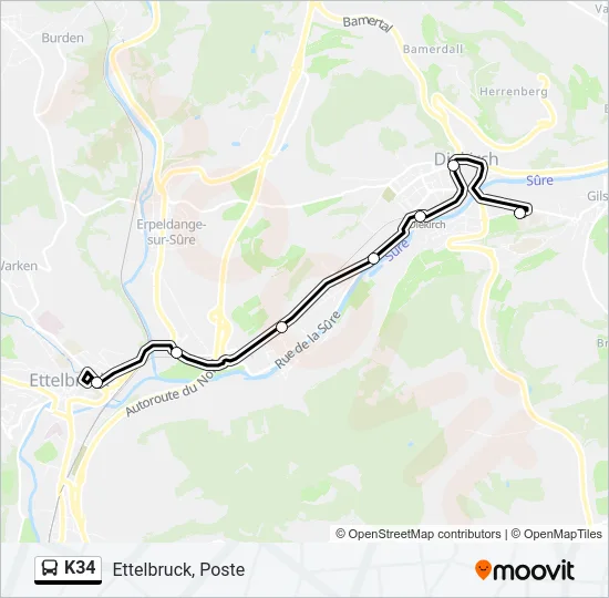 K34 Bus Line Map