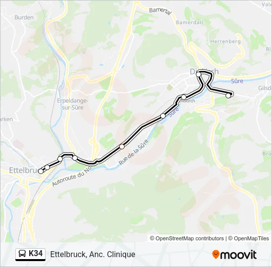 K34 Bus Line Map