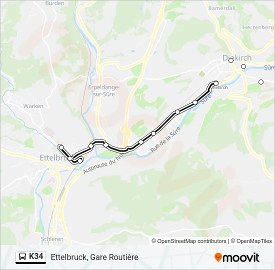 K34 Bus Line Map