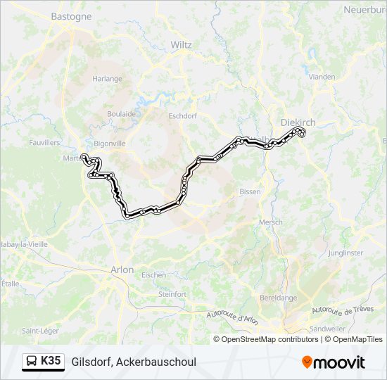 K35 bus Line Map