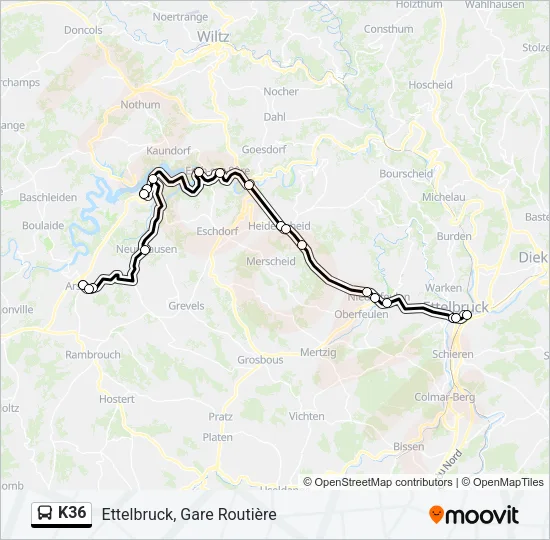 K36 Bus Line Map