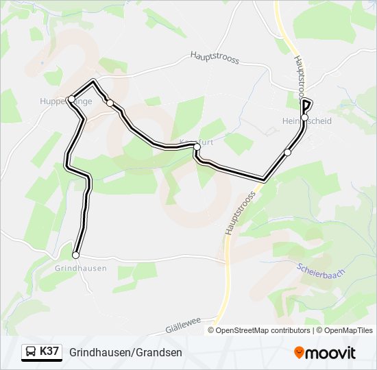 Plan de la ligne K37 de bus