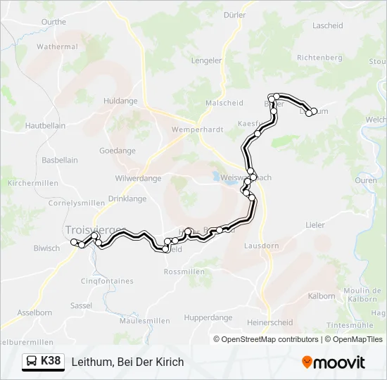K38 Bus Line Map