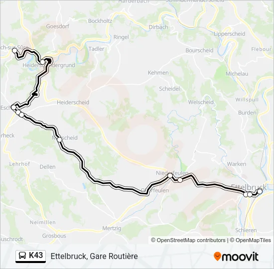 K43 Bus Line Map