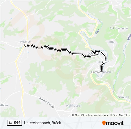 Plan de la ligne K44 de bus