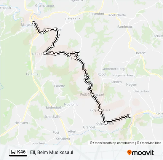 K46 Bus Line Map