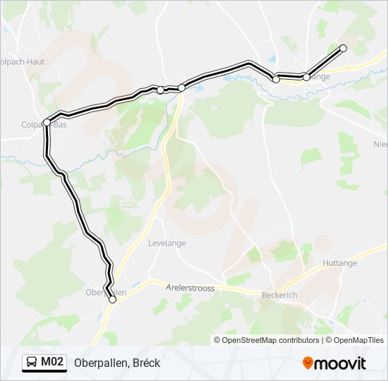 Plan de la ligne M02 de bus