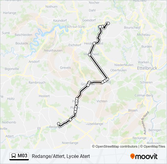 M03 bus Line Map