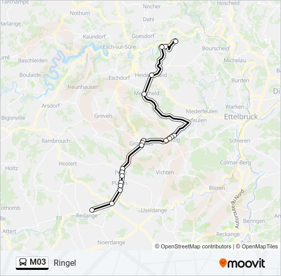 M03 bus Line Map