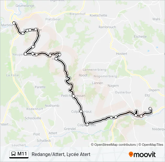 M11 Bus Line Map