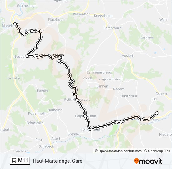M11 bus Line Map