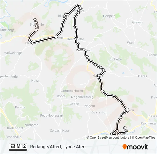 M12 Bus Line Map