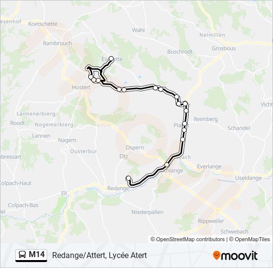 M14 bus Line Map