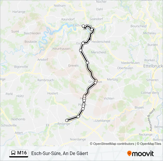 M16 Bus Line Map