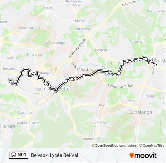 N01 Bus Line Map