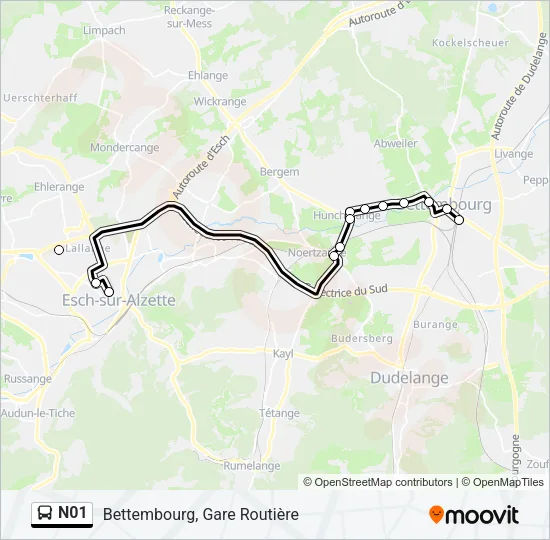 N01 Bus Line Map