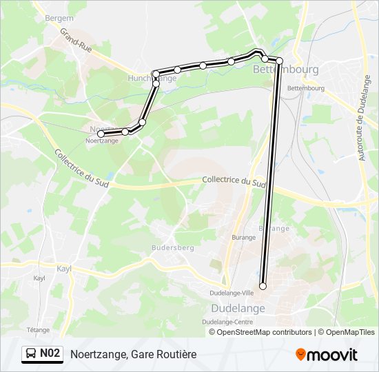 Plan de la ligne N02 de bus