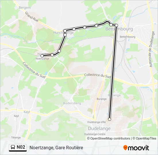 N02 Bus Line Map