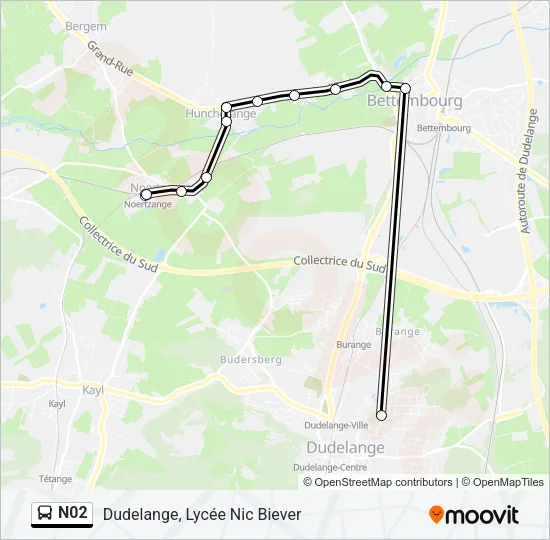 N02 Bus Line Map
