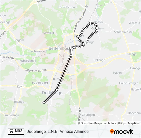 N03 Bus Line Map