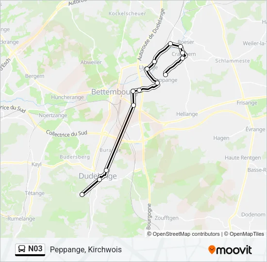 N03 Bus Line Map