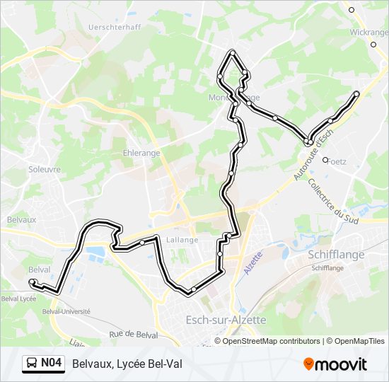 N04 bus Line Map