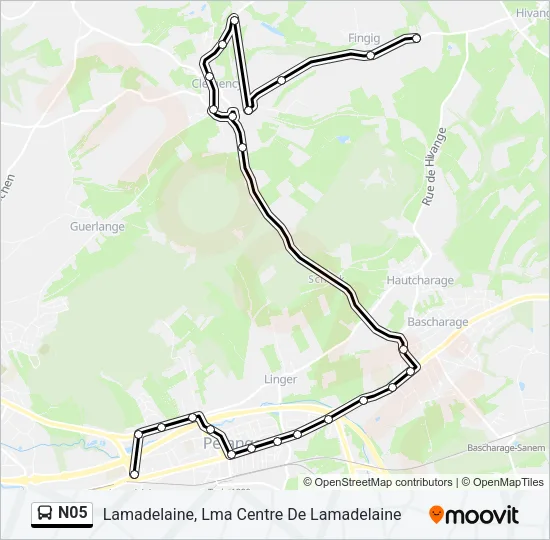 N05 Bus Line Map
