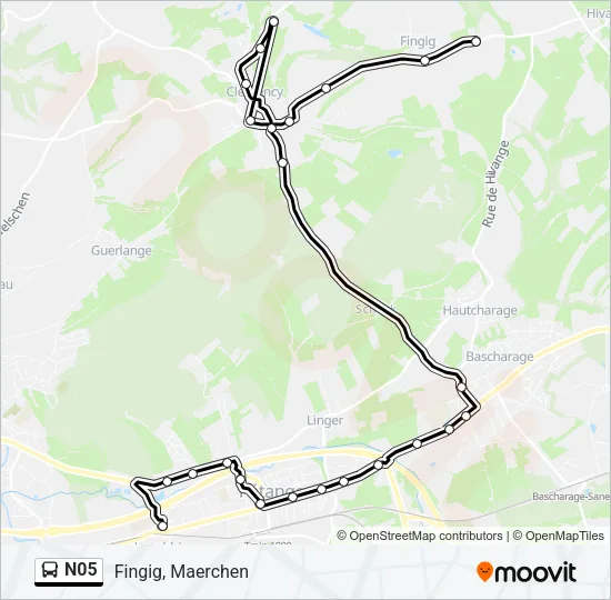 N05 Bus Line Map