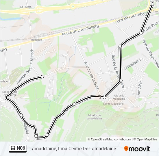 Plan de la ligne N06 de bus