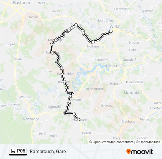 Plan de la ligne P05 de bus