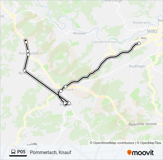 Plan de la ligne P05 de bus