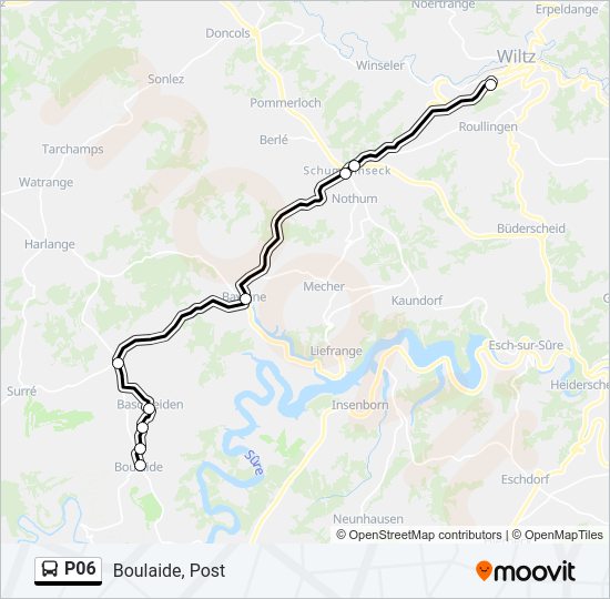 Plan de la ligne P06 de bus