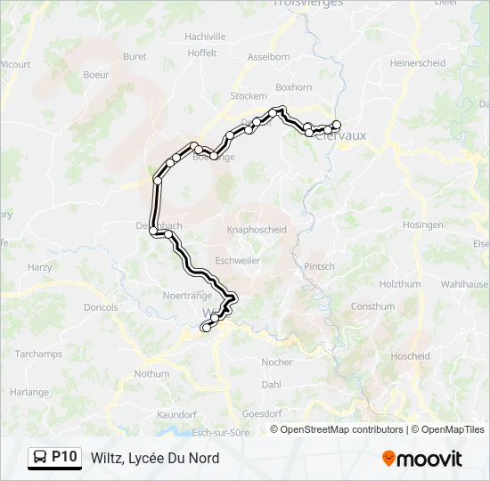 P10 Bus Line Map