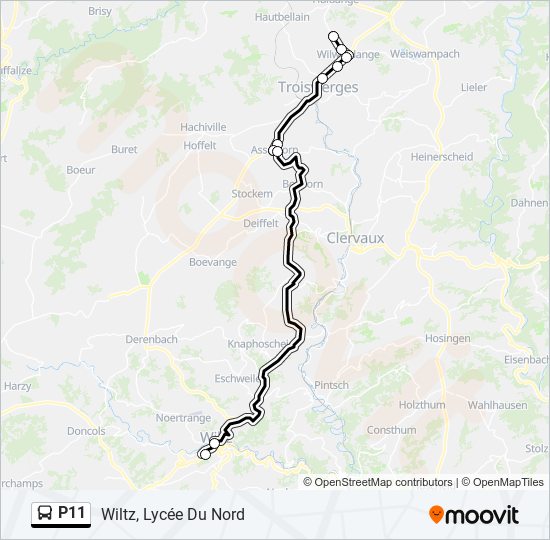 P11 bus Line Map