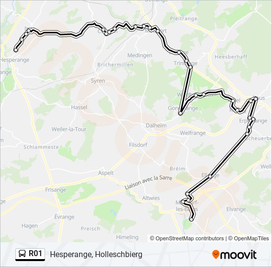 R01 bus Line Map