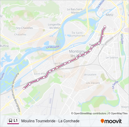 Plan de la ligne L1 de bus