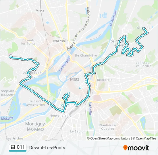 Plan de la ligne C11 de bus