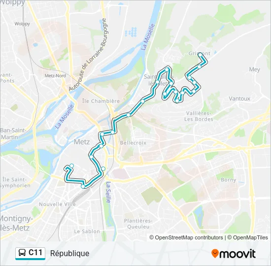 Plan de la ligne C11 de bus